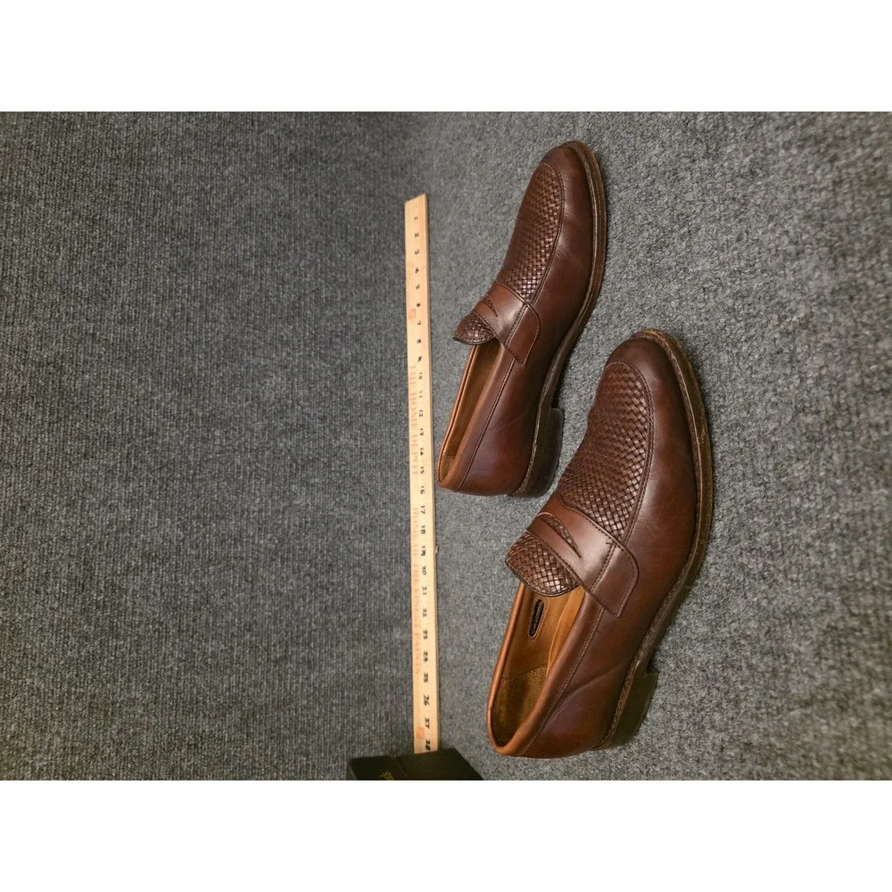 Allen Edmonds Shoes Mens‎ Size 8.5 Brown Leather Woven Loafer Slip On Lake Bluff